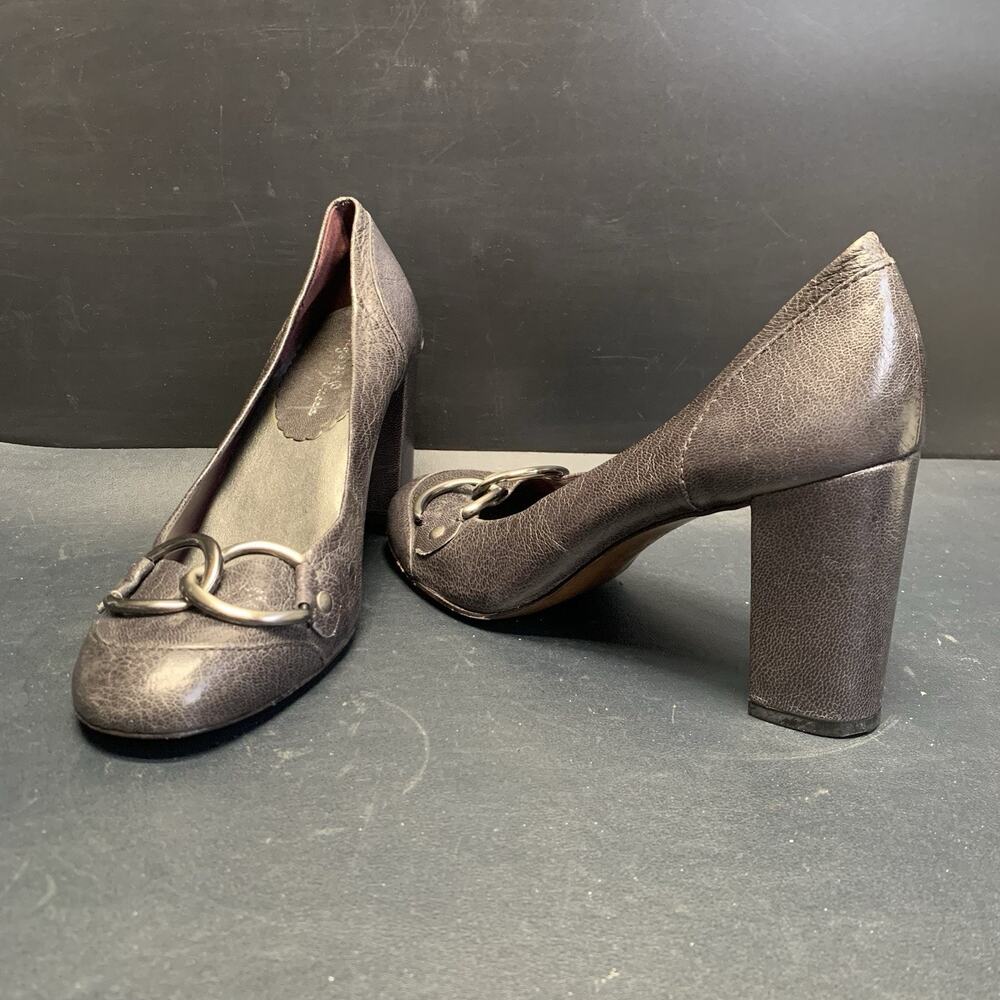 Diego Di Lucca 3” Pump Heels Gray Leather Size 8 Made In Brazil